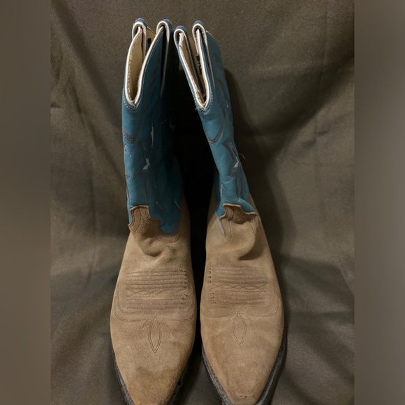 Blue and brown Dan post cowboy boots size 7.5m - Picture 13 of 16